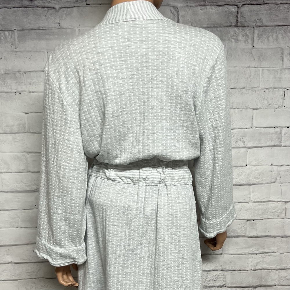 Charter Club Robe Womens‎ Medium Gray Knit Dot Stripe Tie Wrap Pockets Cozy - Picture 6 of 15
